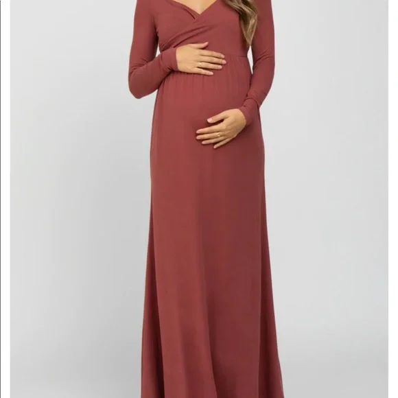 empire waist pregnancy dresses Solid Empire Waist Maternity Dress – Pastel by Vivienne main image 0